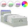 vidaXL Ottoman-Bett mit Matratze & LEDs Hellgrau 90x200 cm Samt