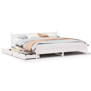 vidaXL Massivholzbett ohne Matratze Wei&szlig; 200x200 cm Kiefernholz