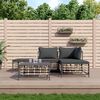 vidaXL 5-tlg. Garten-Lounge-Set mit Kissen Anthrazit Poly Rattan