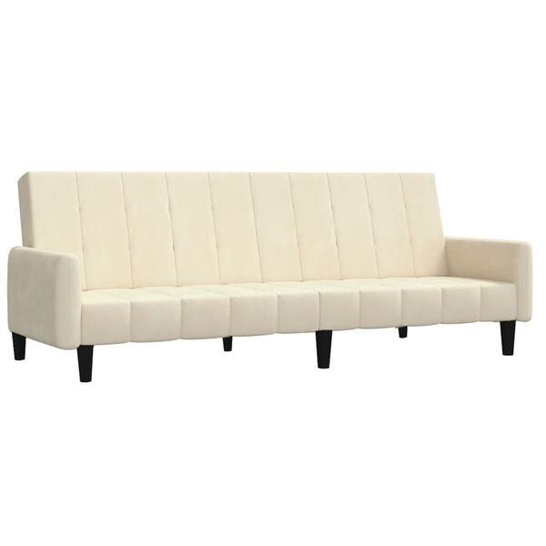 vidaXL Schlafsofa 2-Sitzer mit Hocker Creme Samt