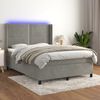 vidaXL Boxspringbett mit Matratze & LED Hellgrau 140x200 cm Samt