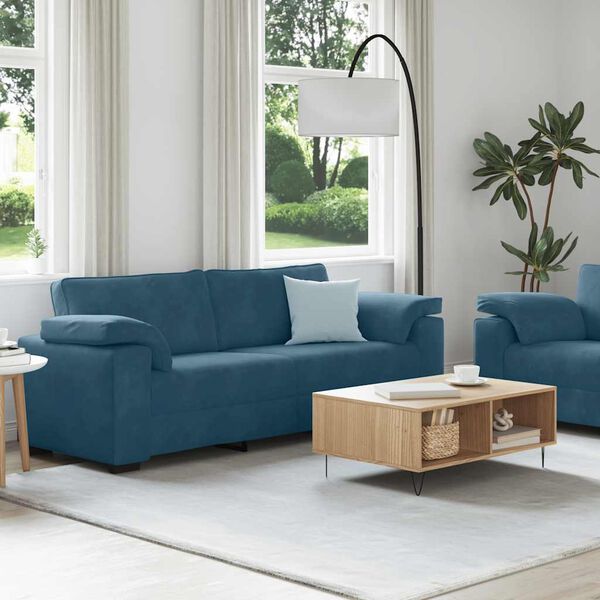 vidaXL 2-teiliges Sofa-Set mit Kissen, blauer Samt