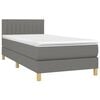 vidaXL Boxspringbett mit Matratze & LED Dunkelgrau 80x200 cm Stoff