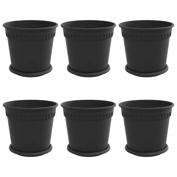vidaXL Blument&ouml;pfe 6 pcs Schwarz &Oslash; 19 x 16 cm Kunststoff