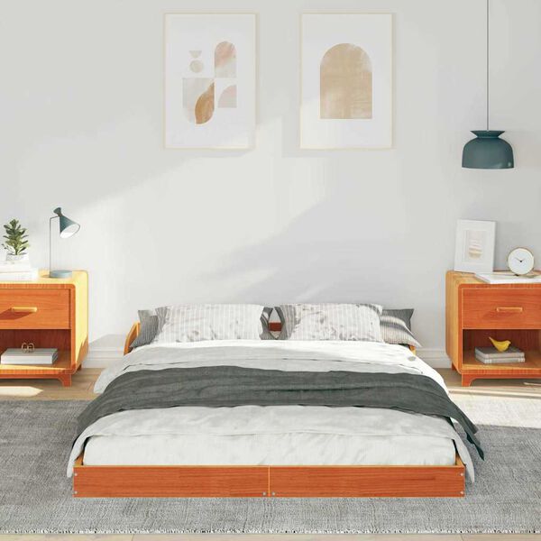 vidaXL Bettrahmen Wachsbraun 120 x 190 cm Massives Kiefernholz