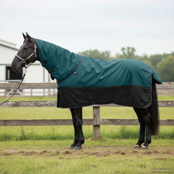 vidaXL Pferdedecke Dunkelgr&uuml;n und Schwarz 115 cm Polyester