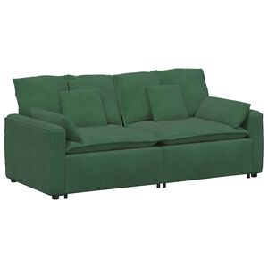 vidaXL Modulares Sofa mit Kissen Dunkelgr&uuml;n
