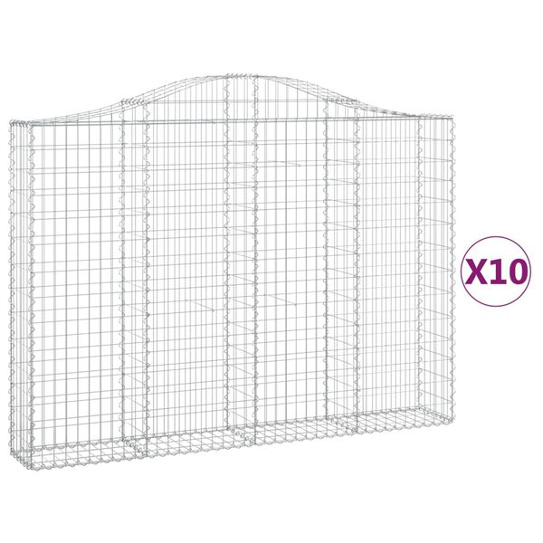 vidaXL Gabionen mit Hochbogen 10Stk. 200x30x140/160cm Verzinktes Eisen