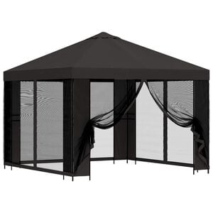vidaXL Garten Pavillon mit Seitenw&auml;nden 3 x 3 m Anthrazit