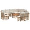 vidaXL Outdoor-Sofagarnitur 11 pcs Nat&uuml;rlich und Cremwei&szlig; Polyester
