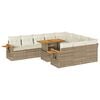 vidaXL 11-tlg. Garten-Sofagarnitur mit Kissen Beige Poly Rattan Akazie
