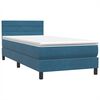 vidaXL Boxspringbett mit Matratze Dunkelblau 90x220 cm Samt
