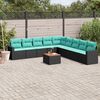 vidaXL 10-tlg. Garten-Sofagarnitur mit Kissen Schwarz Poly Rattan