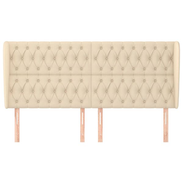 vidaXL Kopfteil mit Ohren Creme 203x23x118/128 cm Stoff