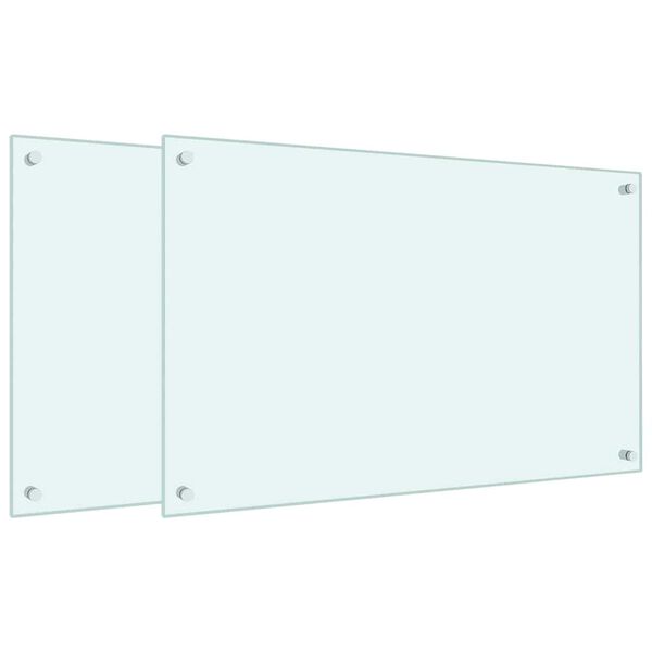vidaXL K&uuml;chenr&uuml;ckw&auml;nde 2 Stk. Wei&szlig; 80x50 cm Hartglas