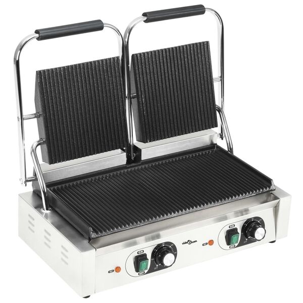 vidaXL Doppelter Gerillter Panini-Grill 3600 W 57x30,5x20 cm