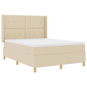 vidaXL Boxspringbett mit LED-Lichtleisten Creme 140 x 190 cm Stoff