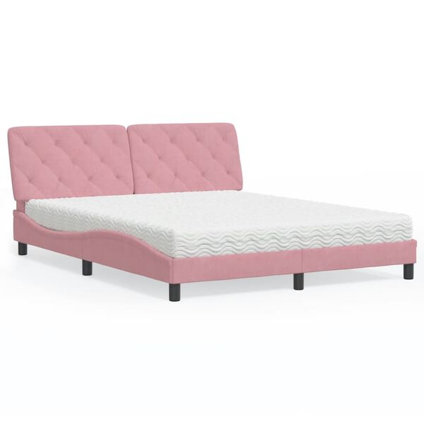 vidaXL Bett mit Matratze Rosa 160x200 cm Samt