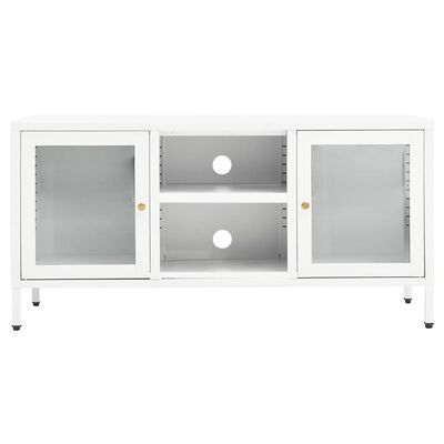 vidaXL TV-Schrank Weiß 105x35x52 cm Stahl und Glas