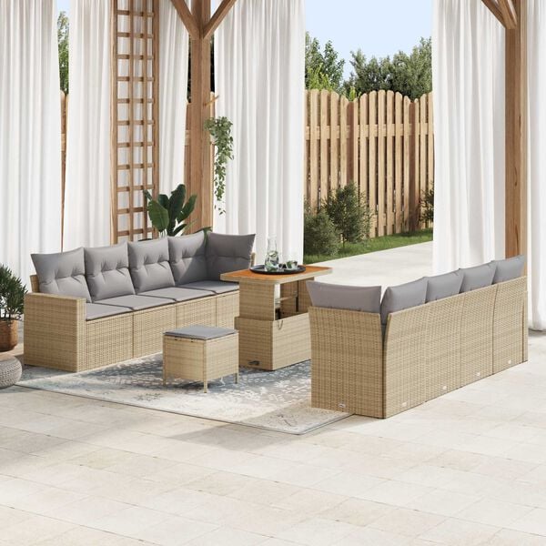 vidaXL Garten-Sofa-Set 11 pcs Beige Poly-Rattan