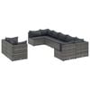 vidaXL 9-tlg. Garten-Sofagarnitur mit Kissen Grau Poly Rattan