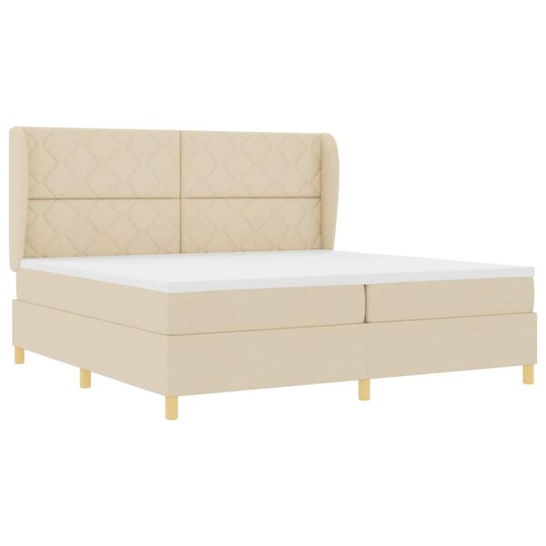 vidaXL Boxspringbett mit Matratze Dunkelgrau 90x190 cm Creme Stoff