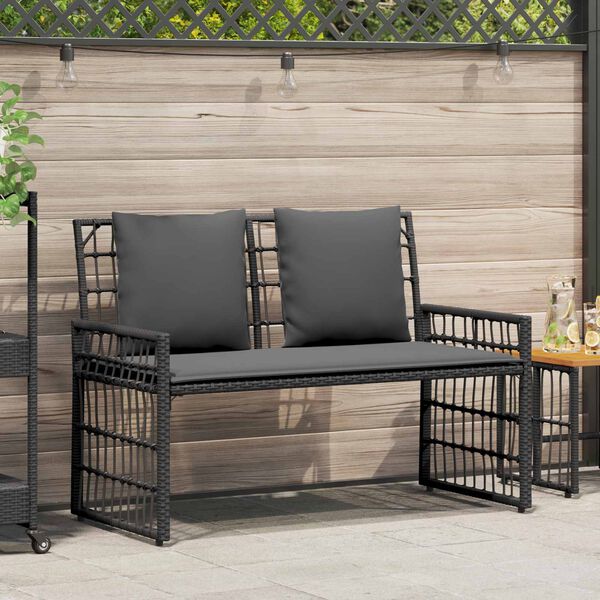 vidaXL Bank Outdoor Uni Schwarz und Dunkelgrau 116 x 55 x 82 cm