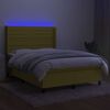 vidaXL Boxspringbett mit Matratze & LED Gr&uuml;n 140x190 cm Stoff
