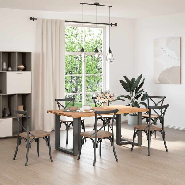 vidaXL Esstisch mit Baumkante 180x100x74 cm Massivholz Eiche Rechteckig