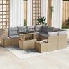vidaXL Gartensofa-set mit Kissen 9 pcs Beige und Hellgrau Poly-Rattan