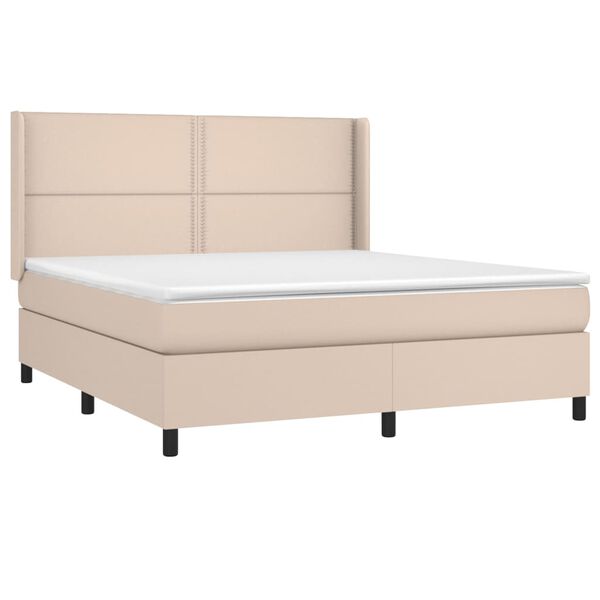 vidaXL Boxspringbett mit Matratze & LED Cappuccino-Braun 180x200cm