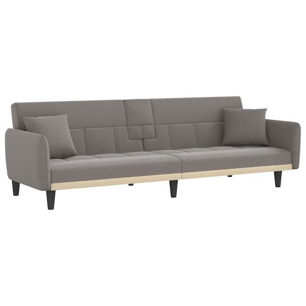 vidaXL Schlafsofa mit Getr&auml;nkehaltern Taupe Stoff