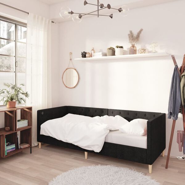 vidaXL Tagesbett mit Matratze USB Schwarz Stoff 90x200 cm