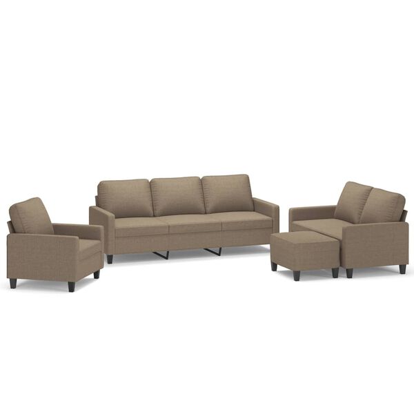 vidaXL 4-tlg. Sofagarnitur mit Kissen Taupe Stoff