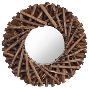 vidaXL Wandspiegel 40 cm Teak Rund