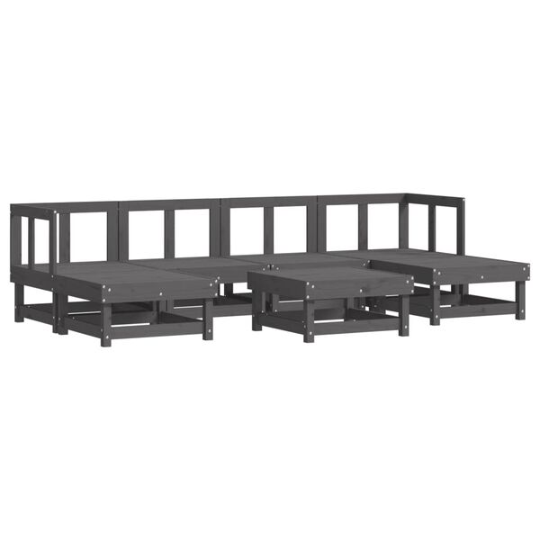 vidaXL 7-tlg. Garten-Lounge-Set Grau Massivholz Kiefer