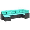 vidaXL 7-tlg. Garten-Sofagarnitur mit Kissen Braun Poly Rattan