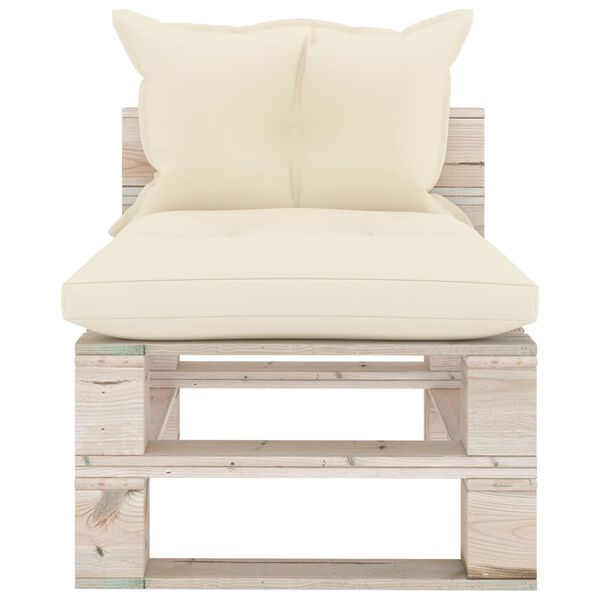 vidaXL Outdoor-Mittelsofa Paletten mit Kissen Kiefernholz