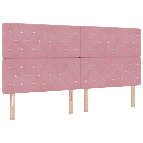 vidaXL LED Boxspringbett mit Matratze Rosa 200 x 200 cm Stoff