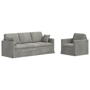 vidaXL Sofa Set 2 pcs Hellgrau 198 x 78 x 80 cm Samt