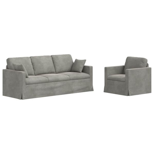 vidaXL Sofa 2 pcs Hellgrau