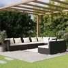 vidaXL 8-tlg. Garten-Lounge-Set mit Kissen Schwarz Poly Rattan