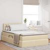 vidaXL Bett mit Stauraum und LED mit Matratze Creme 120 x 200 cm Stoff
