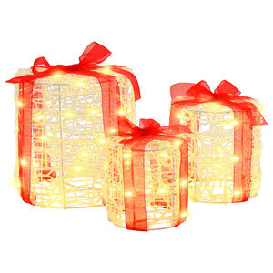 vidaXL Geschenkbox Dekoration 3 pcs Warmwei&szlig; 20 x 20 x 21 cm Acryl