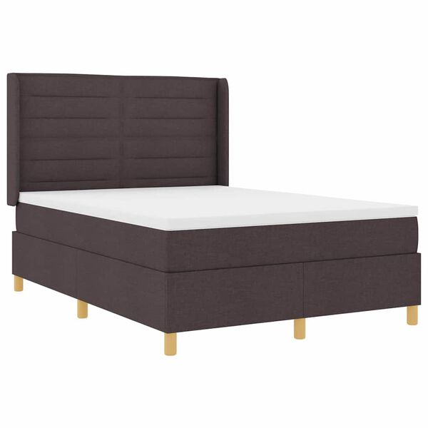 vidaXL Boxspringbett mit Matratze Dunkelbraun 140 x 200 cm Stoff