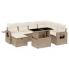 vidaXL 8-tlg. Garten-Sofagarnitur mit Kissen Beige Poly Rattan