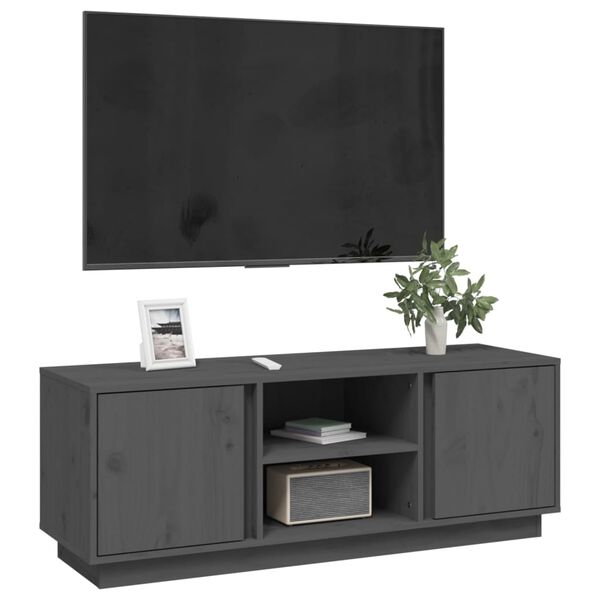 vidaXL TV-Schrank Grau 110x35x40,5 cm Massivholz Kiefer