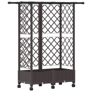 vidaXL Hochbeet mit Rankgitter und Dach Braun 124 x 40 x 127 cm PP