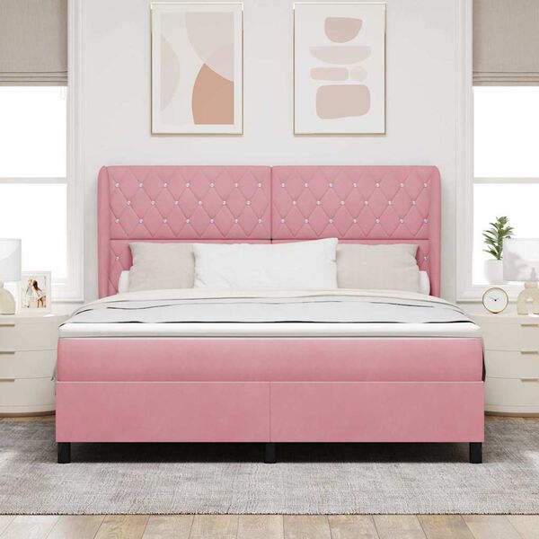 vidaXL Boxspringbett mit Matratze Rosa 200 x 180 cm Polyester