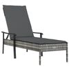 vidaXL Sonnenliegen 2 Stk. mit Tisch und Auflagen Grau Poly Rattan